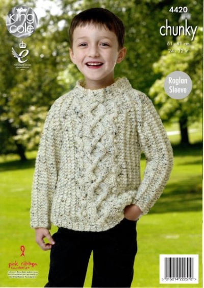 Knitting Pattern - King Cole 4420 - Chunky Tweed - Child's Sweater & Tunic